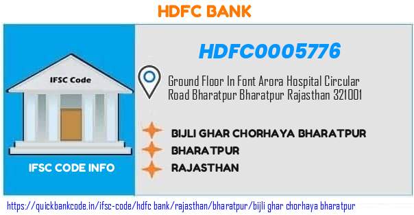 Hdfc Bank Bijli Ghar Chorhaya Bharatpur HDFC0005776 IFSC Code