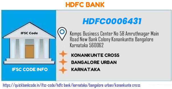 Hdfc Bank Konankunte Cross HDFC0006431 IFSC Code