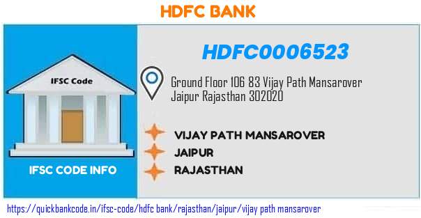 Hdfc Bank Vijay Path Mansarover HDFC0006523 IFSC Code