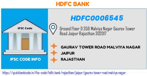 Hdfc Bank Gaurav Tower Road Malviya Nagar HDFC0006545 IFSC Code