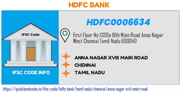Hdfc Bank Anna Nagar Xviii Main Road HDFC0006634 IFSC Code