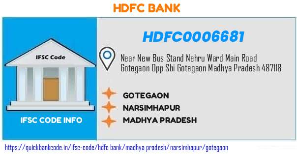 Hdfc Bank Gotegaon HDFC0006681 IFSC Code
