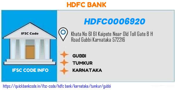 Hdfc Bank Gubbi HDFC0006920 IFSC Code