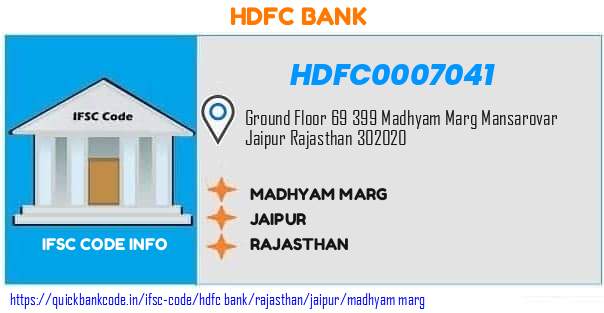 Hdfc Bank Madhyam Marg HDFC0007041 IFSC Code