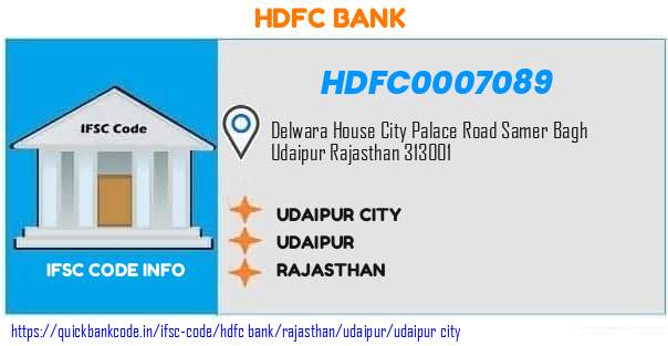 Hdfc Bank Udaipur City HDFC0007089 IFSC Code