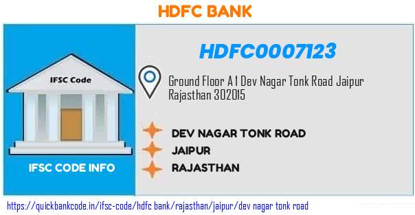 Hdfc Bank Dev Nagar Tonk Road HDFC0007123 IFSC Code