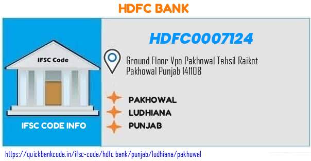 Hdfc Bank Pakhowal HDFC0007124 IFSC Code