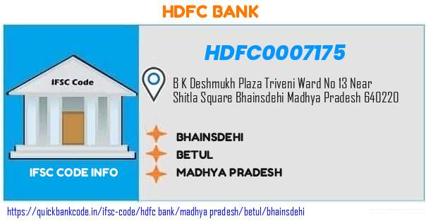 Hdfc Bank Bhainsdehi HDFC0007175 IFSC Code