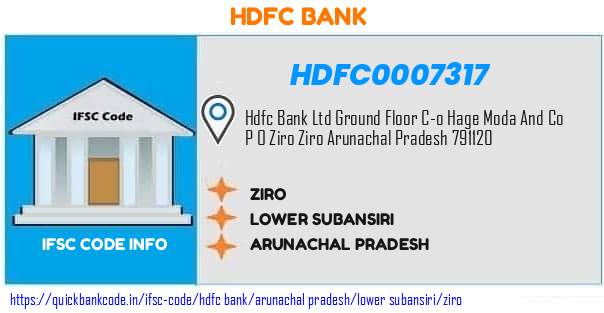 Hdfc Bank Ziro HDFC0007317 IFSC Code