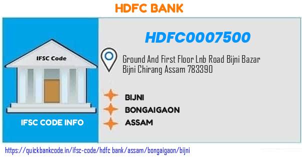 Hdfc Bank Bijni HDFC0007500 IFSC Code