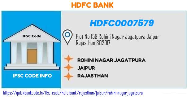 Hdfc Bank Rohini Nagar Jagatpura HDFC0007579 IFSC Code