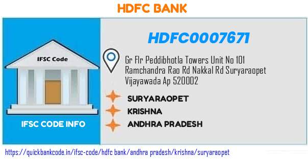 Hdfc Bank Suryaraopet HDFC0007671 IFSC Code