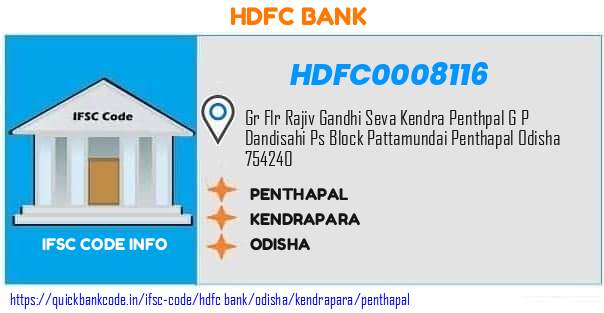 Hdfc Bank Penthapal HDFC0008116 IFSC Code