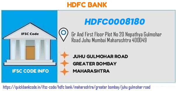 HDFC0008180 HDFC Bank. JUHU GULMOHAR ROAD