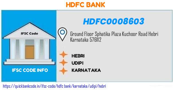 Hdfc Bank Hebri HDFC0008603 IFSC Code