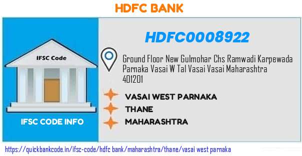 Hdfc Bank Vasai West Parnaka HDFC0008922 IFSC Code