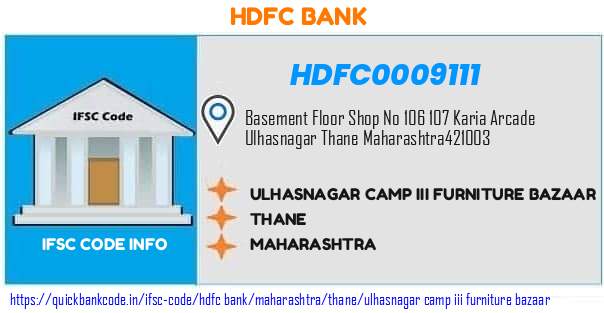 HDFC0009111 HDFC Bank. ULHASNAGAR CAMP III FURNITURE BAZAAR