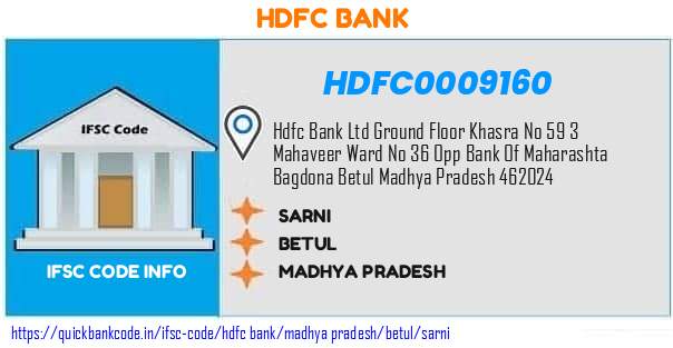 Hdfc Bank Sarni HDFC0009160 IFSC Code