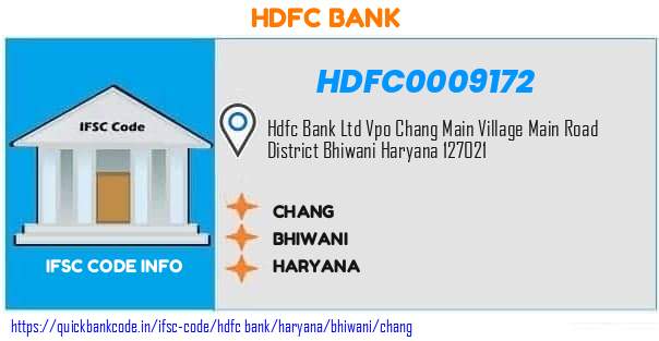 Hdfc Bank Chang HDFC0009172 IFSC Code