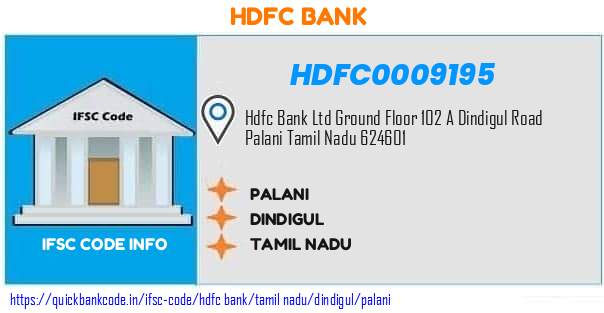 Hdfc Bank Palani HDFC0009195 IFSC Code