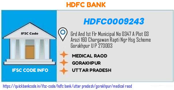 HDFC0009243 HDFC Bank. MEDICAL RAOD
