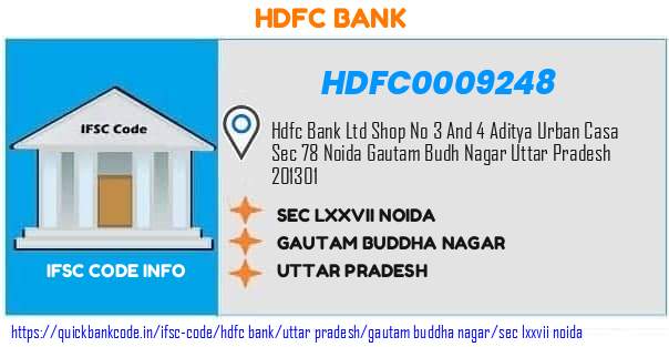 Hdfc Bank Sec Lxxvii Noida HDFC0009248 IFSC Code