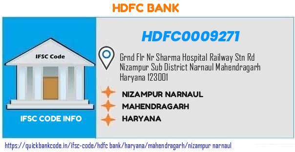 Hdfc Bank Nizampur Narnaul HDFC0009271 IFSC Code