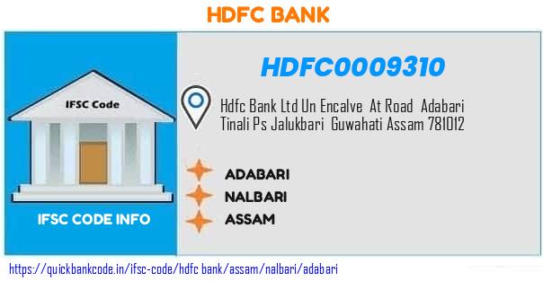 Hdfc Bank Adabari HDFC0009310 IFSC Code