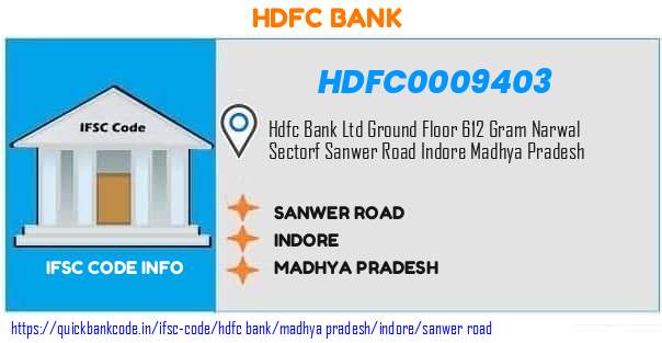 Hdfc Bank Sanwer Road HDFC0009403 IFSC Code