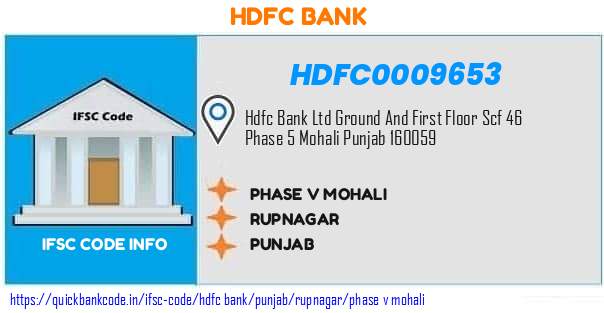 Hdfc Bank Phase V Mohali HDFC0009653 IFSC Code