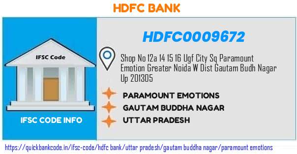 Hdfc Bank Paramount Emotions HDFC0009672 IFSC Code