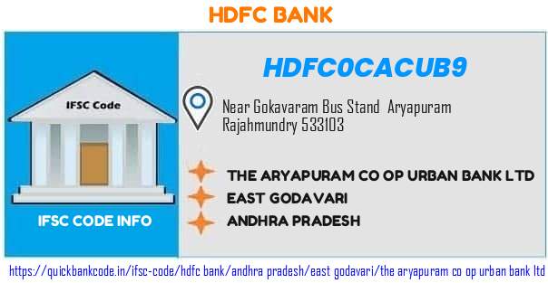 Hdfc Bank The Aryapuram Co Op Urban Bank  HDFC0CACUB9 IFSC Code