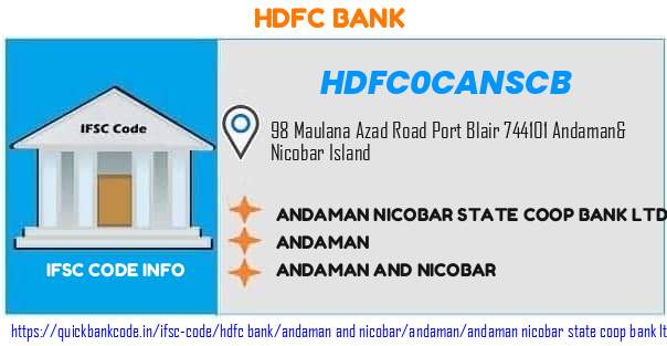 Hdfc Bank Andaman Nicobar State Coop Bank  HDFC0CANSCB IFSC Code