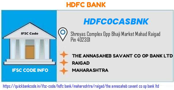 Hdfc Bank The Annasaheb Savant Co Op Bank  HDFC0CASBNK IFSC Code