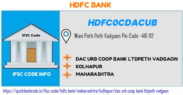 Hdfc Bank Dac Urb Coop Bank peth Vadgaon HDFC0CDACUB IFSC Code
