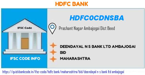 Hdfc Bank Deendayal N S Bank  Ambajogai HDFC0CDNSBA IFSC Code