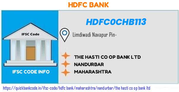 HDFC0CHB113 HASTI Co-operative Bank. THE HASTI CO-OP. BANK LTD