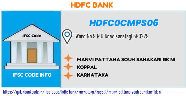 Hdfc Bank Manvi Pattana Souh Sahakari Bk Ni HDFC0CMPS06 IFSC Code