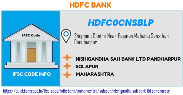 HDFC0CNSBLP HDFC Bank. NISHIGANDHA SAH BANK LTD PANDHARPUR
