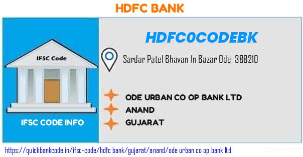 HDFC0CODEBK HDFC Bank. ODE URBAN CO OP BANK LTD