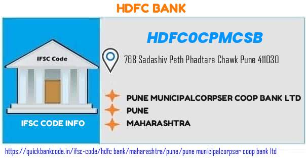 Hdfc Bank Pune Municipalcorpser Coop Bank  HDFC0CPMCSB IFSC Code