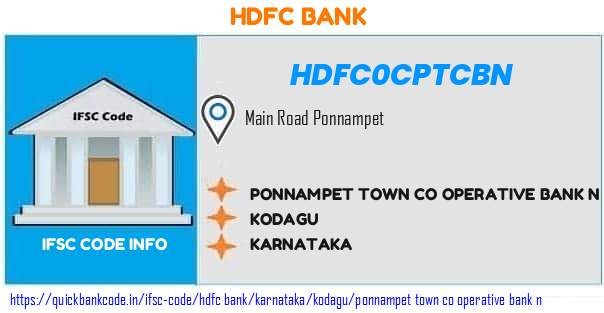 Hdfc Bank Ponnampet Town Co Operative Bank N HDFC0CPTCBN IFSC Code