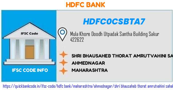 Hdfc Bank Shri Bhausaheb Thorat Amrutvahini Sahakari Bank  HDFC0CSBTA7 IFSC Code