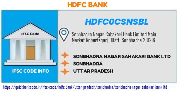 Hdfc Bank Sonbhadra Nagar Sahakari Bank  HDFC0CSNSBL IFSC Code