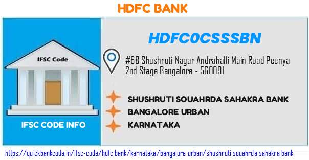 Hdfc Bank Shushruti Souahrda Sahakra Bank HDFC0CSSSBN IFSC Code