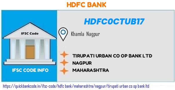 Hdfc Bank Tirupati Urban Co Op Bank  HDFC0CTUB17 IFSC Code