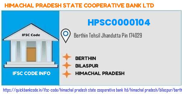 Himachal Pradesh State Cooperative Bank Berthin HPSC0000104 IFSC Code
