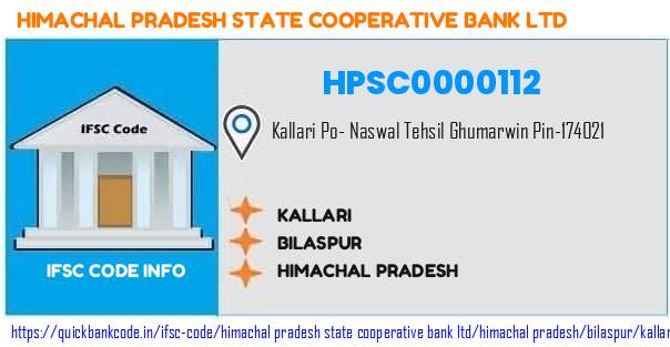 Himachal Pradesh State Cooperative Bank Kallari HPSC0000112 IFSC Code