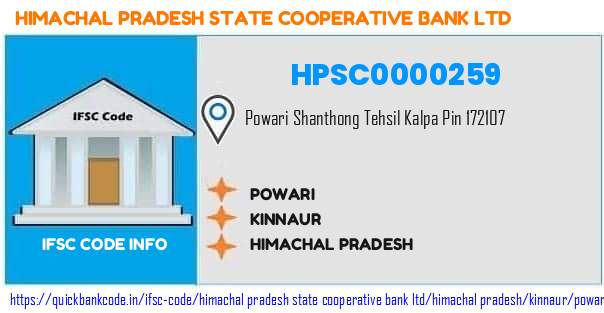 Himachal Pradesh State Cooperative Bank Powari HPSC0000259 IFSC Code