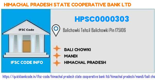 HPSC0000303 Himachal Pradesh State Co-operative Bank. BALI CHOWKI
